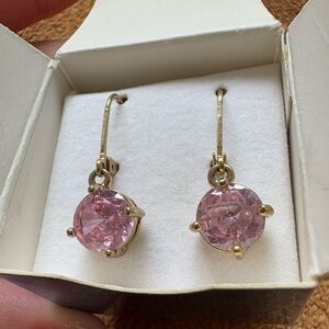 Avon Pink Crystal Drop Earrings